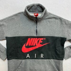 Nike Air Gray and Black Quarter-Zip Sweatshirt with Red Logo